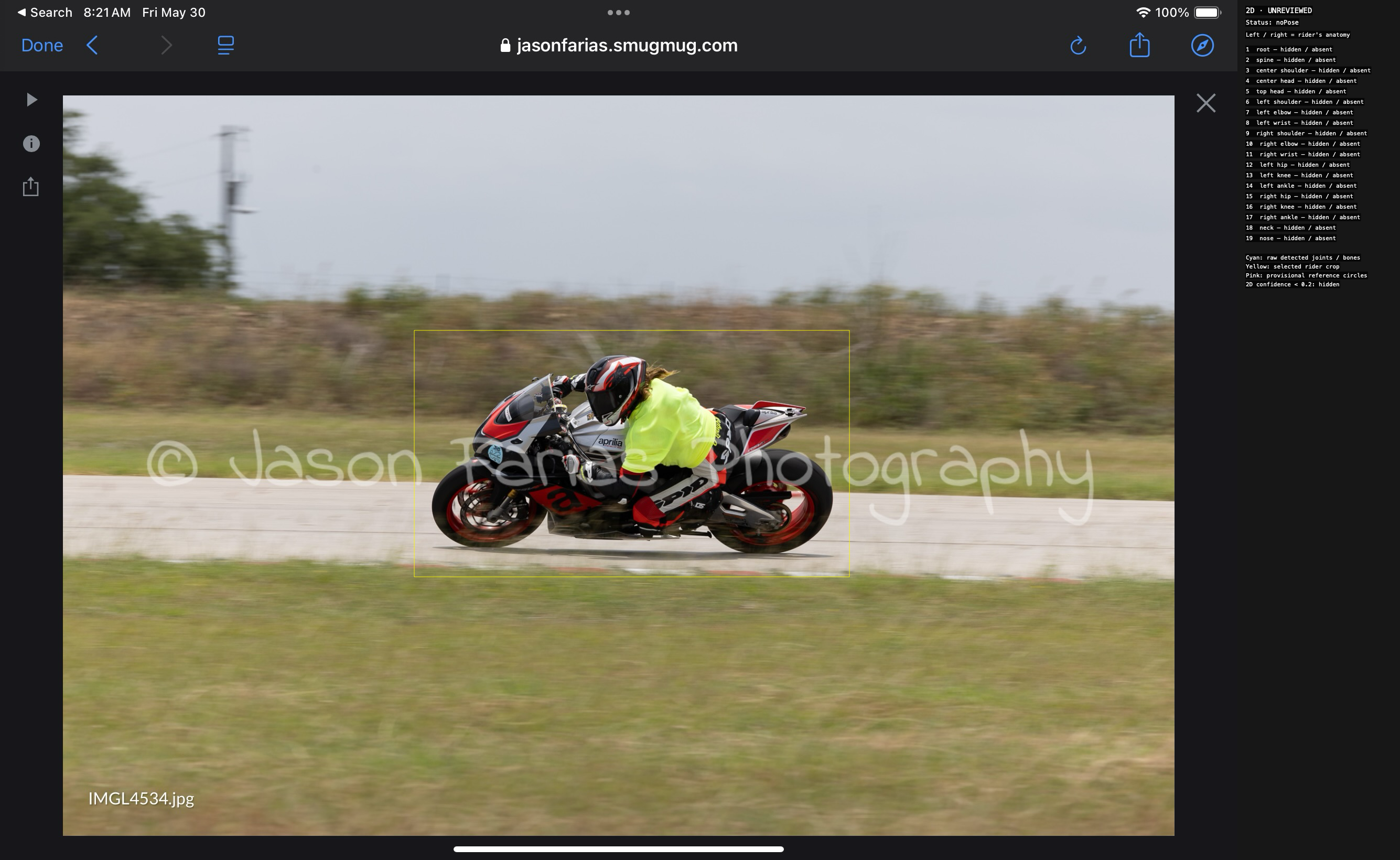 A001 · reference · Reference rider 2D inspection