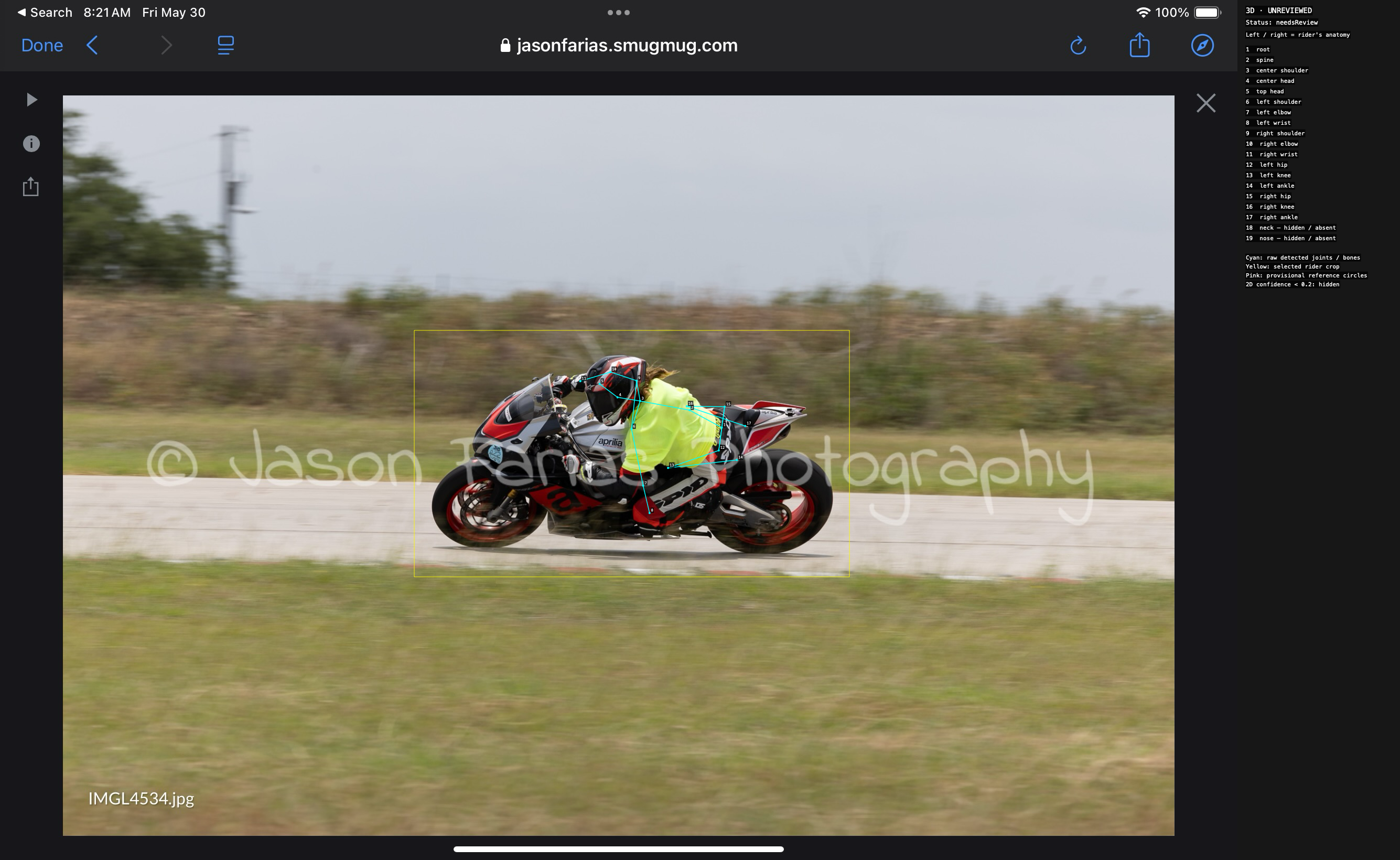 A001 · reference · Reference rider 3D inspection